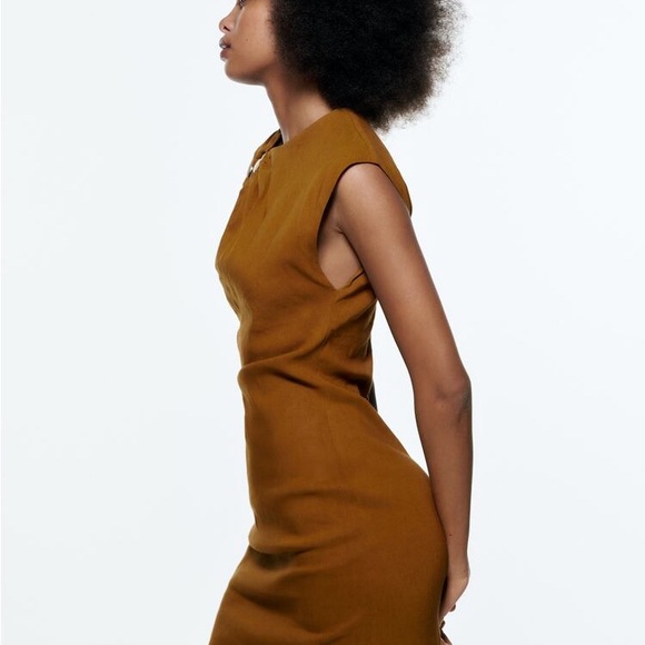 🍂🍁ZARA ELASTICIZED LINEN DRESS🍁🍂 - Picture 3 of 11